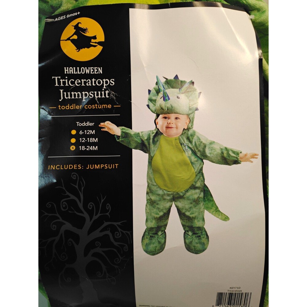 Baby Dinosaur Costume Jumpsuit 18-24 Months Green Polyester 6m+
